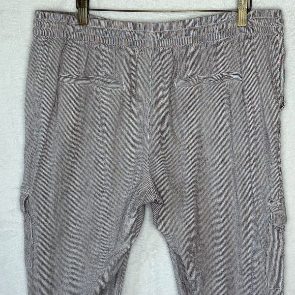 Old Navy Linen Blend Pinstripe Cargo Pants size Large Beachy Resort Wear - Picture 7 of 16